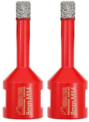 SHDIATOOL Broca de Diamante 2PC 8MM Vacío Soldadura para Perforación en Seco Porcelana Azulejo Granito Mármol M14