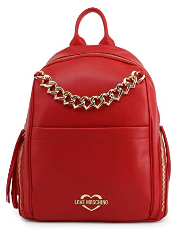 Love Moschino zaino con catenella frontale,chiusura con zip,logo frontale,spallacci regolabili,tasche laterali,interno rivestito in tessuto