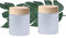 Healthcom Lot de 2 pots vides en verre dépoli avec couvercle en grain de bois rechargeable pour crème cosmétique crème crème crème lotions visage maquillage baume à lèvres fard à paupières 100 g