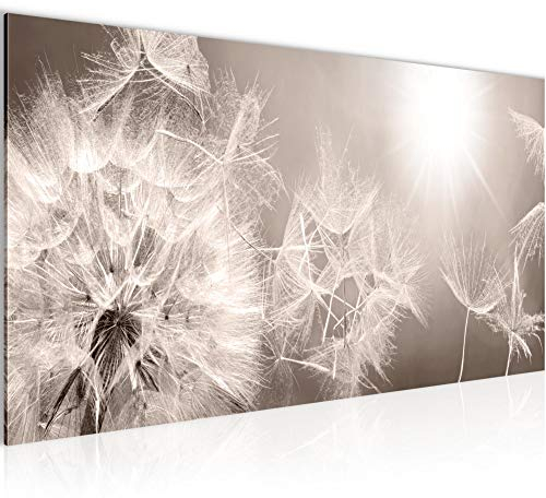 Runa Art Wandbild Pusteblume 1 Teilig 100 x 40 cm Modern Bild auf Vlies Leinwand Natur Wohnzimmer Schlafzimmer Sepia Braun 211112a