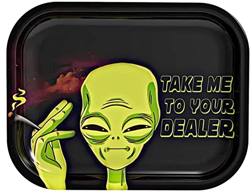 Alien Rolling Tray - Metal Rolling Smoking Tray - Funny Cartoon Rolling Tray - Essential Smoking Accessories Kit