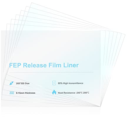 Creality 3D UV-FEP-Trennfolien für Photon Mono X/Saturn/QIDI S Box/alle 8,9 Zoll UV LCD SLA 3D Drucker, 6 Stück FEP-Blatt 260x 200 x 0,15 mm