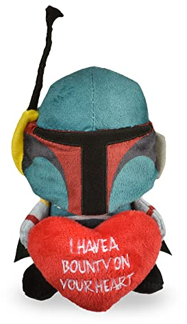 STAR WARS Boba Fett Hundespielzeug, Plüsch-Quietscher, 22,9 cm, Mandalorianisches Kopfgeld auf Ihrem Herz, Plüsch-Quietscher, Spielzeug für Hunde, Boba Fett, Stofftier, 22,9 cm