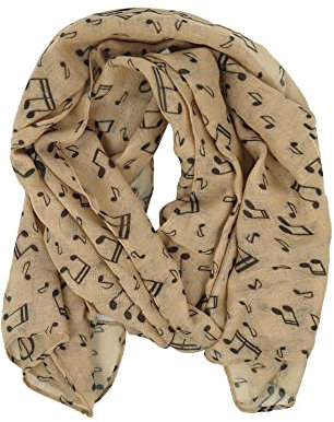 mugesh Schal Notenmotive (braun) - schönes Geschenk für Musiker
