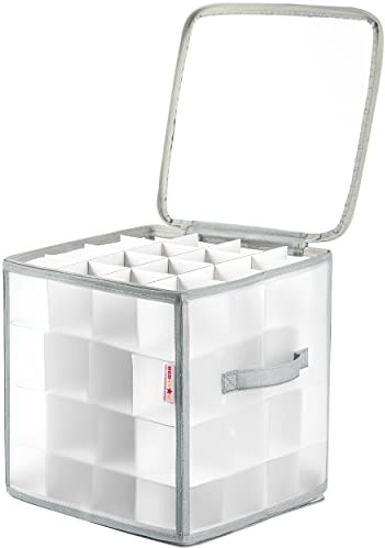 REDSTAR Christmas Bauble Storage Box for 64 Christmas Baubles - Christmas Decoration Storage Box with Compartments for Christmas Bauble Storage - Christmas Storage Bag for Christmas Tree Decorations