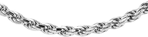 Tuscany Silver Women's Sterling Silver Rhodium Plated Solid Diamond Cut Rope Chain 46cm/18