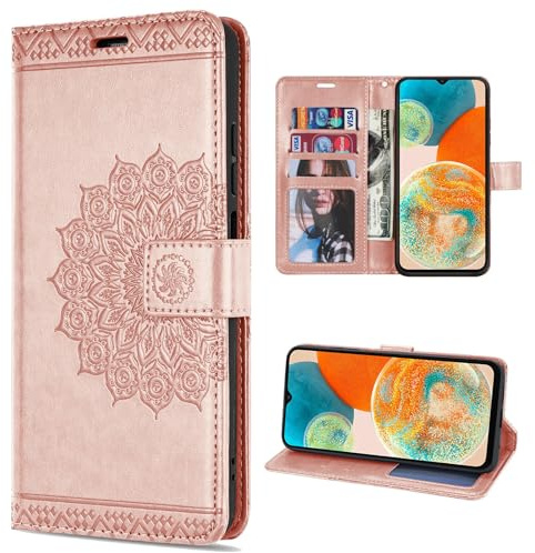 betterfon Hülle Kompatibel mit Samsung Galaxy A23 5G | Klapphülle Schutzhülle mit Kartenfächer Kompatibel für Galaxy A23 5G | Magnetverschluss Flip Case | Rosegold