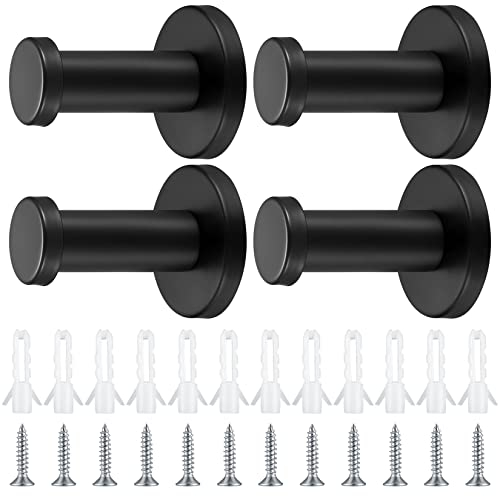 4 Pezzi Ganci Appendiabiti Tondi Neri, Ganci da Parete in Acciaio Inossidabile per Abiti, Asciugamani, Cappotti, Borse, Cappelli - 50mm/2inch