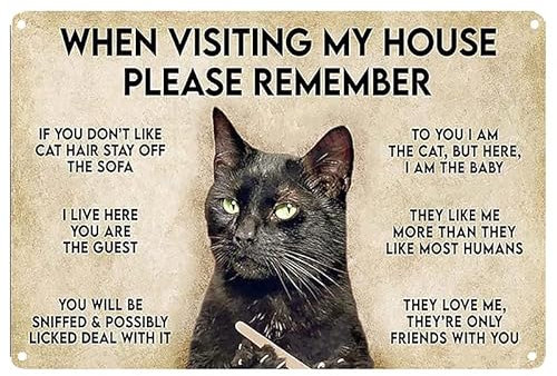 Metal Tin Sign Metal Poster Vintage Garage Sign Retro House Plaque For Shed Garage Cafe Bathroom When Visiting My House Please Remember - Cat'S Artwork S