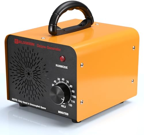 ELIXRION Generatore di ozono - Purificatore d'aria O3 ad alta capacità da 80.000 mg/h per controllo degli odori casa, cucina, auto, ufficio, cantina, animali domestici e fumo - copre fino a 6.000 mq