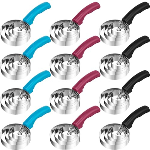 Yaomiao 12 Pack Reversible Curry Combs, 4 Rings Curry Comb, Metal Horse Brush Stainless Steel Horse Brush Scraper with Comfortable Grip for Cow Sheep Pet, 3 Colors