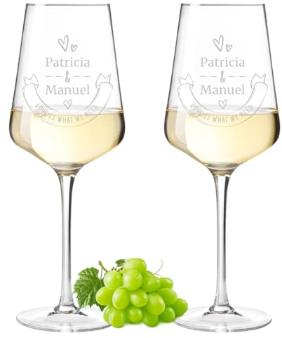 Leonardo Puccini Weingläser 560 ml 2er-Set mit Gravur - Geschenke zur Hochzeit, Jahrestag und Verlobung - das perfekte Paar-Geschenk - Weinglas zur Silberhochzeit - Glas für Rotwein und Weißwein