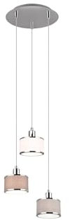 meineWunschleuchte Pendelleuchte dreiflammig mit Stoffschirmen in Weiß, Braun und Grau