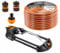 NEO TOOLS 5 tlg. Set: Gartenschlauch (1/2 Zoll, 50 m, 4-lagig, 20 bar) + Oszillierender Sprinkler 14 x 19 m + 3 Stück Anschluss Kit - StarterSet - Schlauch ist UV-beständig, Flexibel