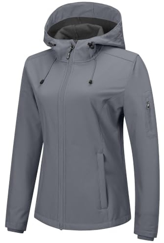 Outdoor Ventures Jacke Damen Wasserdichte Softshelljacke Übergangsjacke | Winddichte Regenjacke, Gefütterte Winterjacke, Atmungsaktiv Fahrradjacke, Verstellbare Kapuze Funktionsjacke, Outdoorjacke