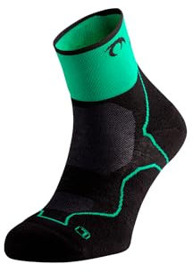 Lurbel Desafio Three, Calcetines de trail running, calcetín anti-ampollas, anti-olor, calcetines transpirables de montaña, unisex. (L (42-44), Negro/Verde)