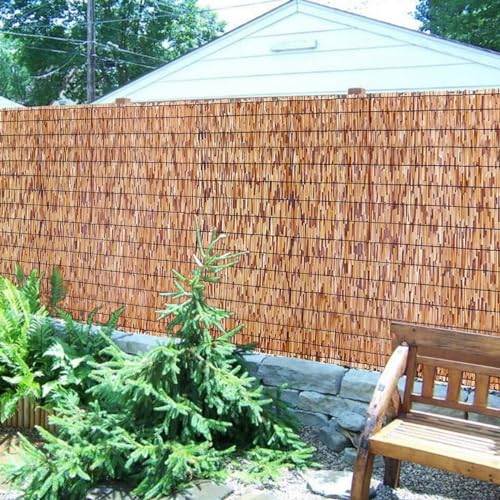 Rorquscade Schilfmatten Natur Schilfrohrmatten Langlebig Windschutz Schilf Wasserdicht Sichtschutzzaun Für Balkon, Terrasse, Garten (Color : Carbonized Black line, Size : 80x600cm)
