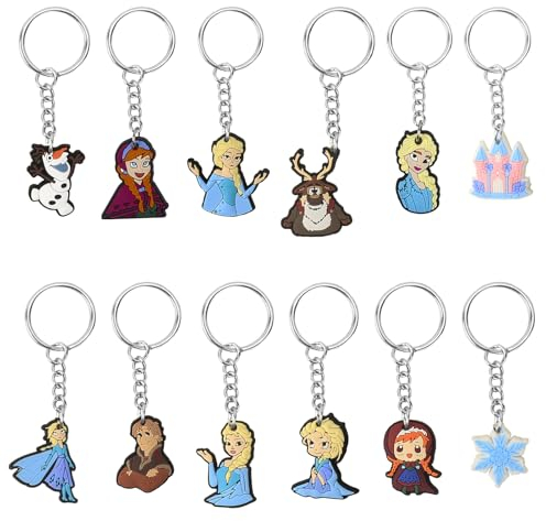 Frozen Schlüsselanhänger Kinder- Prinzessin Mitgebsel Kindergeburtstag Anime Schlüsselringe Silikon Schlüsselbund Anhänger für Elsa Party Supplies Give Aways Kindergeburtstag Eiskönigin Fans Spielzeug