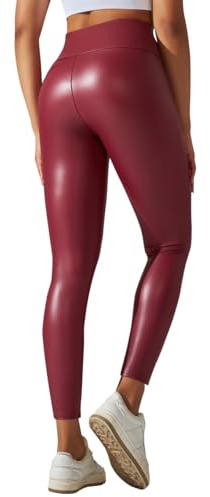 Onsoyours Damen Leder Leggings Sexy Push Up Lederhose Treggins Stretchhose Skinny Pu Hosen High Waist Kunstleder Pants