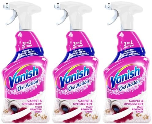 Vanish Gold Oxi Action Upholstery & Carpet Cleaner, Stain Remover Spray, 500 ml | 30 Second Amazing Stain Removal | Removes Pet Messes 1st Time | Prevents Pet Remarking | Spot Cleaning| Pack of 3