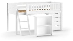 Kinderzimmer-Set Scott - Halbhochbett, Kommode & Schreibtisch - Weiß