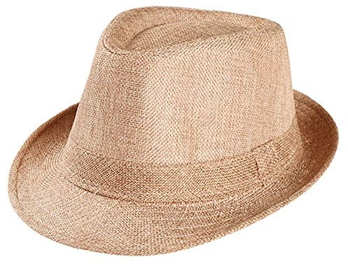 Chapeau de Paille pour Hommes Chapeau de Soleil d'été pour Hommes et Femmes Casquette Unisexe Haut Rond Chapeaux de Paille à Large Bord Plage Voyage en Plein air Chapeau de Paille (Kaki Taille Unique