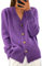 shownicer Cardigan Donna a Casual Maniche Lunghe Giacca in Maglia Elegante Maglione Aperto con Bottoni Cardigan Elegante Sweater per Primavera Autunno A Viola XL