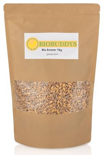 Bio Emmer ganzes Korn 1kg - 100% Bio & Vollwertig | Ideal für Emmervollkornmehl, Müsli und zum Kochen | Vegan, Ohne Zusatzstoffe