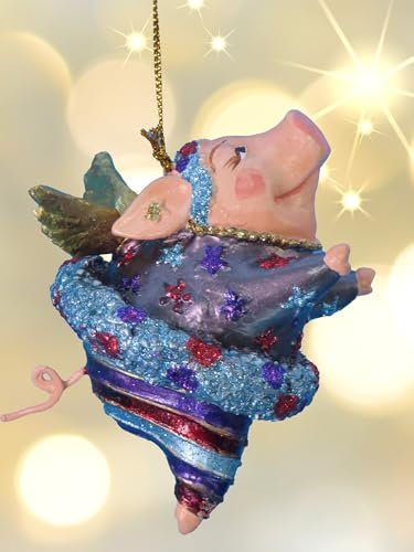POMMERNTRAUM ® | Weihnachtsbaumhänger Weihnachtsengel Engel Ballerina-Schwein Glücksschwein Glücksbringer Schwein Schutzengel Weihnachtsbaumdeko (5)