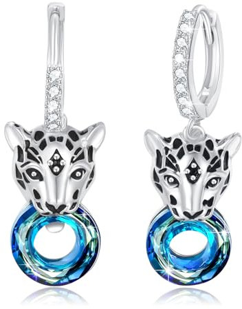 MEDWISE Leopard Ohrringe Mädchen 925 Sterling Silber Leopard Creolen Ohrringe Leopard Kleine Creolen Hängend Ohrringe Hypoallergener Ohrringe Tier Ohrringe Leopard Schmuck für Mutter Damen Geschenk