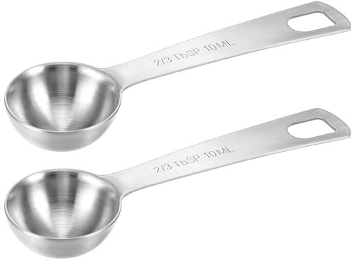2 Stück Messlöffel Edelstahl 10 ml Silberner Kaffeemesslöffel Measuring Spoons mit Langem Griff für Teelöffel Messlöffel, Gewürzlöffel