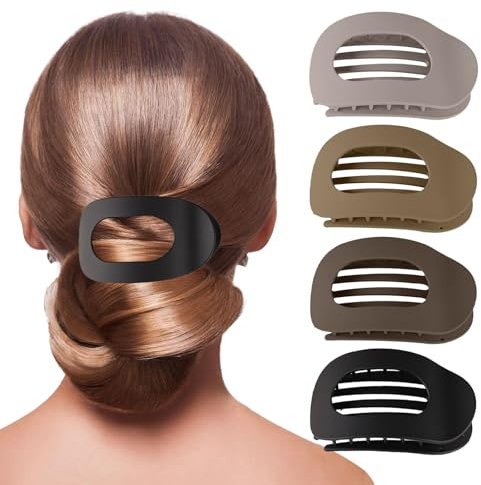 TenaLucy 4 Pièces Pince Cheveux Femme,Pince À Cheveux Antidérapantes Pinces À Cheveux pour Femme Française Mates Pince A Cheveux pour Cheveux Épais Pinces Cheveux Femme,Double Dents(4 Couleur)