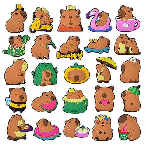 Yamobi Juego de 25 Piezas de Pines Decorativos para Zapatos, Colgantes y Accesorios Creativos de Capibara