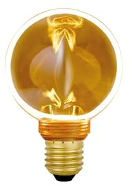 Suprema Dekorative LED-Ringlampe, E27, 4 W, Bernstein-Finish, 220–240 V, 1800 K warmes Licht (Durchmesser 80 mm)