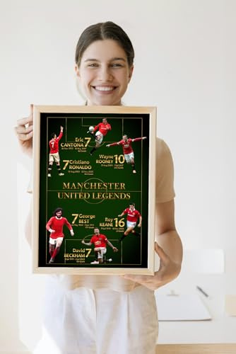 Manchester Man United Fußball-Wandkunstposter, Cantona, Ronaldo, Rooney, Keane, Beckham und George, beste gedruckte Erinnerungsstücke (nur A3-Druck)