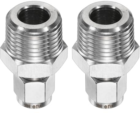 sourcing map 2pcs Compression Fittings 1/4 Tube OD x 1/2 NPT Male Thread Stainless Steel Straight Coupler Adapter Compression Tube Pipe Fittings Connector for Oil Gas Water