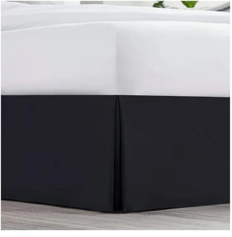 Cache-sommier plissé sur mesure en tissu résistant au rétrécissement et à la décoloration - 35,6 cm de hauteur (sans plate-forme) (noir, 160 x 200 x 35 cm)