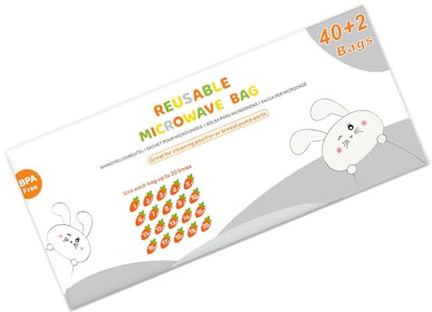 KMGDM Pack of 16/42 Sheet Microwave Steam Sterilizer Bags for Baby Bottles and Breast Pumps Part Reusable Up to 20 Times/sheet