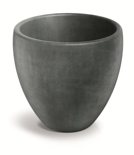 Kreher® Macetero XXL 'Cano' en aspecto de piedra en antracita, 80/100 cm de diámetro, redondo (tamaño a elegir). Diseño estético de plástico resistente. Doble pared (XL Ø 80 cm)