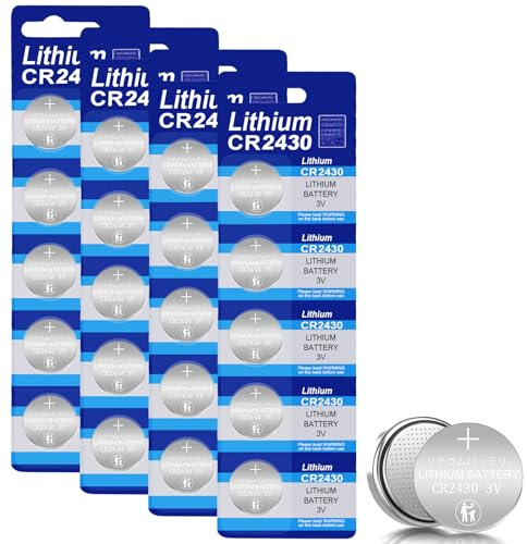 Pile CR2430 3V Lithium, Lot de 20 Piles CR 2430 Plate Longue Durée 2430 Pile Bouton Piles Plates pour Clés électroniques, Petites Télécommandes et Montres de Sport, Balances
