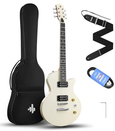 Donner DSC-128 E-Gitarre Einsteigerset, Massivkorpus mit Tasche, Weiß |