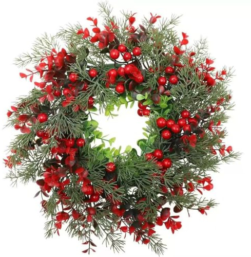 OIXEYA Ghirlande Natalizie 35cm, Ghirlanda di Natale Con Pigne Naturali e Bacche, Riutilizzabile, Ghirlanda Decorazione Interno e Esterno, Per Camino/Pareti/l'ingresso della Porta