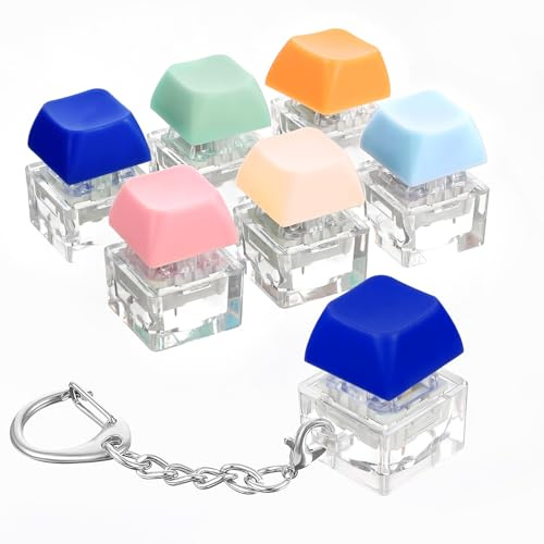 MBAIYO 6 Pack Keyboard Fidget, Keyboard Fidget Keychain Keyboards | Decompression Button, Finger Clicker Button, Stress Relief Fidgets Gifts, for Adult to Relief Stress Office Pass the Time
