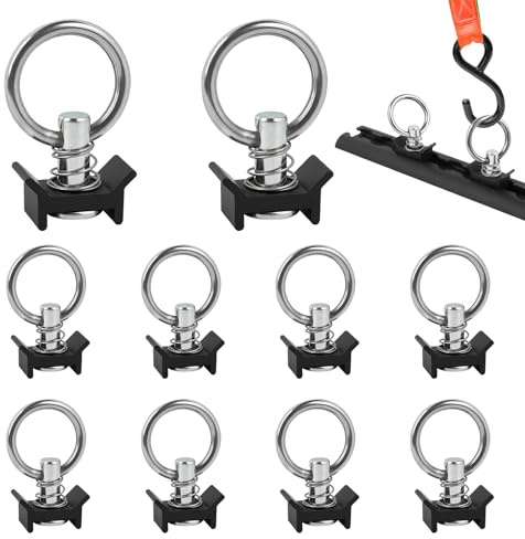 EXLECO 10pcs Airlineschiene Fitting Ring Airlinebeschlag je 900kg, Schwarz | Single Endbeschlag für Zurrschienen Flugösen zur Ladungssicherung, Airline Schienen Zubehör für Anhänger, PKW, Transporter