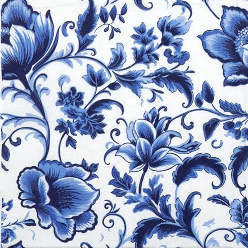 Ambiente Serviette Lunch 33x33cm Motiv: Delft blue florals 20 Stück pro Packung