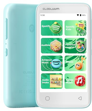 Globluum 80GB MP3 Player for Kids, Parental Controls, Supports Spotify Kids, Audible, LibriVox, MP4 Player Gift with 4 Touchscreen, WiFi and Bluetooth(Mint Green)