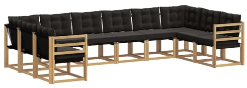 vidaXL Outdoor-Sofagarnitur mit Kissen 10 pcs Weiß und Schwarz, Gartenmöbel, modernes Outdoor-Sofa, bequemes Lounge-Set für Ihre Terrasse, robust und stylisch