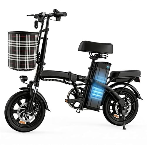 16 Folding Electric Bike, 250W Motor, 48V 15Ah Battery, 25KM Range, Height Adjustable, Commuter City Electric Bicycle with Removable Battery & Front Basket, E-Bike for Adults and Teens