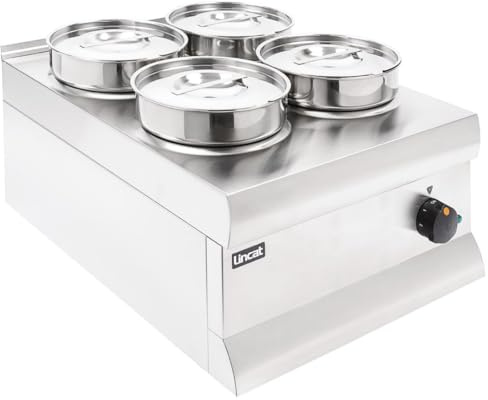 Lincat BS4 Silverlink Bain Marie, 4 Pot | Supplied with four stainless steel round pots and lids to hold soups, gravies and sauces at safe serving temperatures.