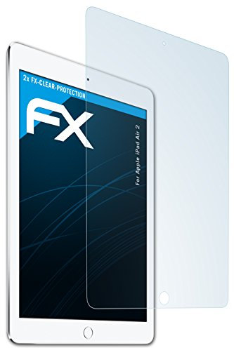 atFoliX Schutzfolie kompatibel mit Apple iPad Air 2 Folie, ultraklare FX Displayschutzfolie (2X)